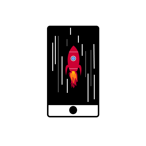 Mobile performance optimization with rocket icon